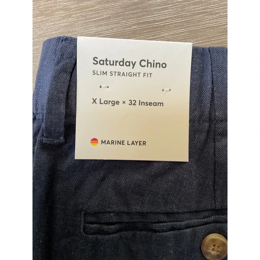 Marine Layer Saturday‎ Hemp Chino Navy Size XL x 32 New With Tags